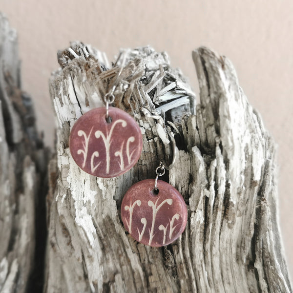 Hand-painted ceramic earrings with small pattern