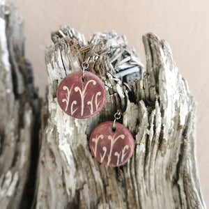 Hand-painted ceramic earrings with small pattern