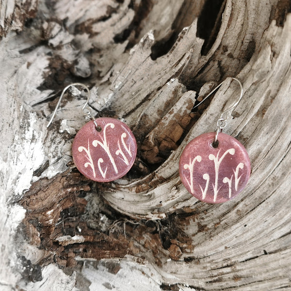 Hand-painted ceramic earrings with small pattern