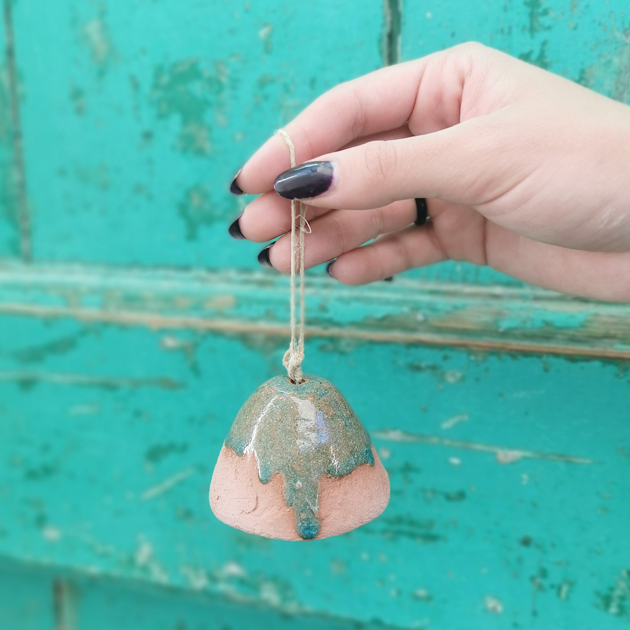 Terracotta ceramic bell, handmade christmas decoration