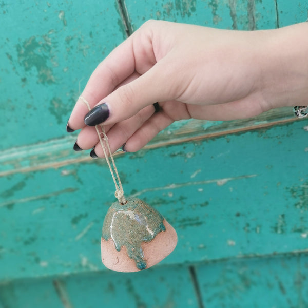 Terracotta ceramic bell, handmade christmas decoration