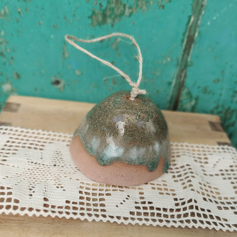 Terracotta ceramic bell, handmade christmas decor