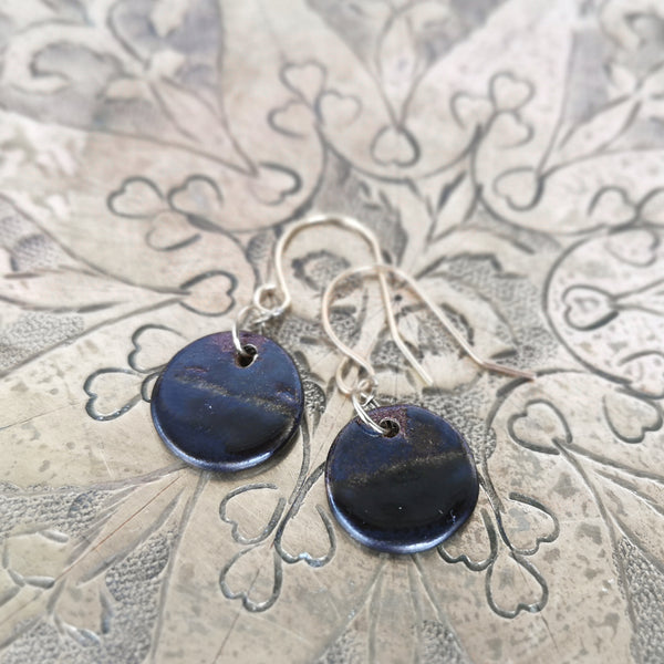 Black and bronze handmade earrings