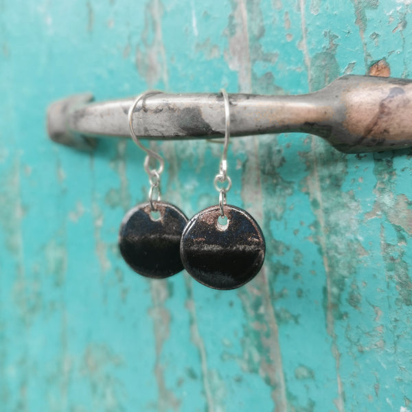 Black and bronze handmade earrings