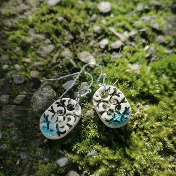 Romantic style earring, handmade ceramic jewelry