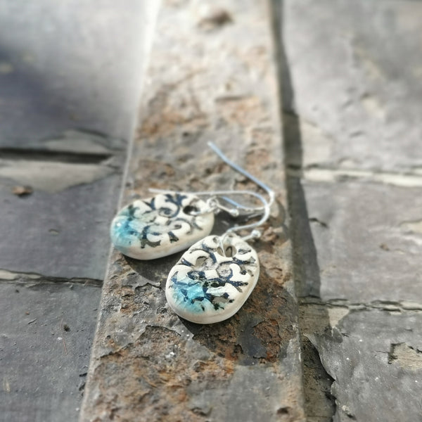 Romantic style earring, handmade ceramic jewelry