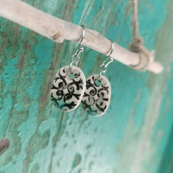 Romantic style earring, handmade ceramic jewelry