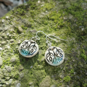 Romantic style earring, handmade leafy ceramic jewelry