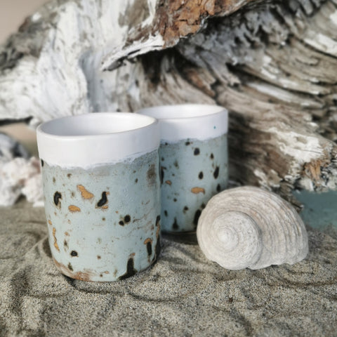 Stone-effect rustic ceramic coffee cup, 100 ml