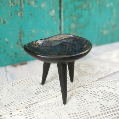 Modern mini bowl, jewelry holder, decorative black ceramic