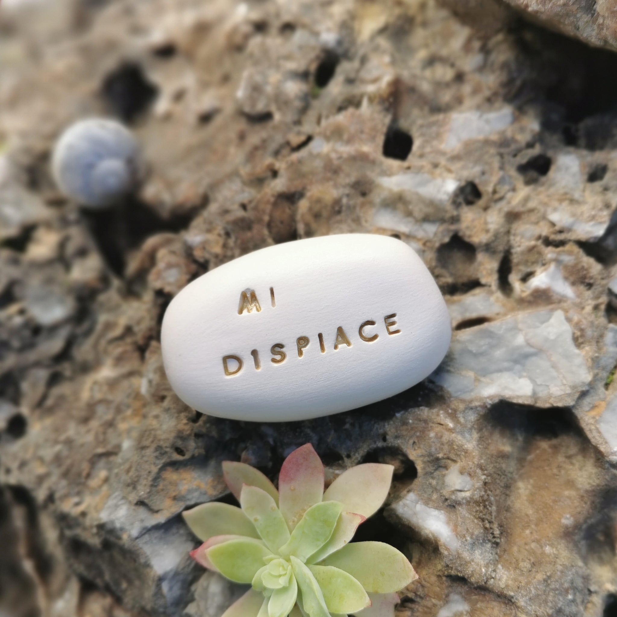 MI DISPIACE - Ceramic pebble with magic word