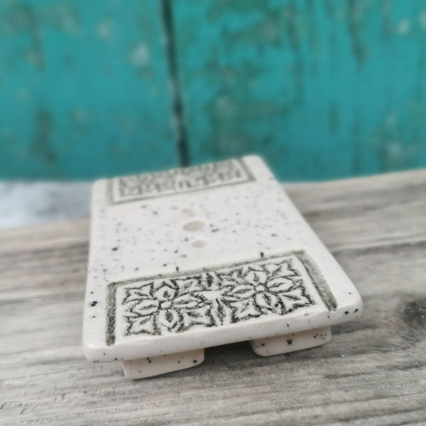 Handmade ceramic cream soapdish, rustic bathroom accessories