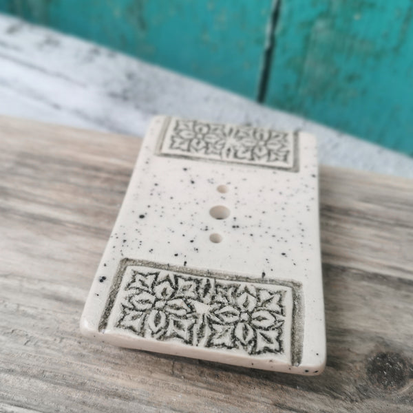 Handmade ceramic cream soapdish, rustic bathroom accessories