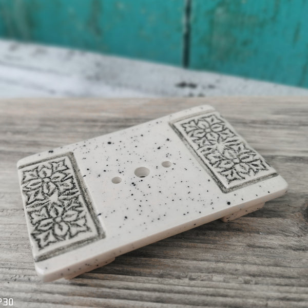 Handmade ceramic cream soapdish, rustic bathroom accessories